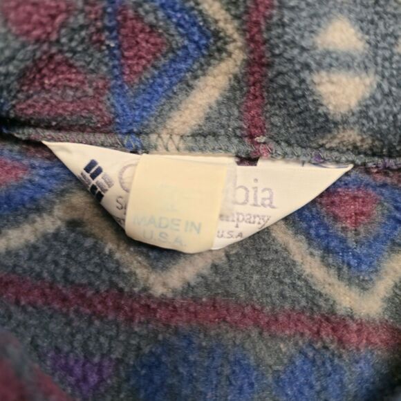 Vintage Columbia Jacket Mens XL Fleece Abstract Aztec Full Zip Made in USA - Picture 6 of 14